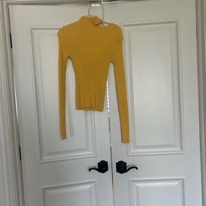 Lovers + Friends Mustard cut out mock neck Sweater